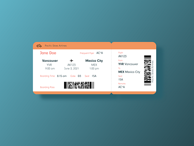 Daily UI 024 Boarding Pass boarding pass daily ui 024 daily ui challenge dailyui