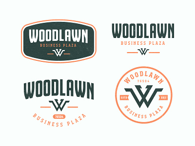 Woodlawn Business Plaza Logo Concepts badge branding business plaza commercial texas w woodlawn