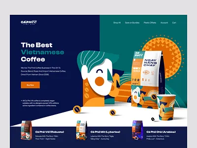 Caphee VietNam Hero Redesign v2 cappuccino coffee coffee bean coffeeshop creative design drinks ecommerce espresso food landing page minimal online store shopify ui ux web website design