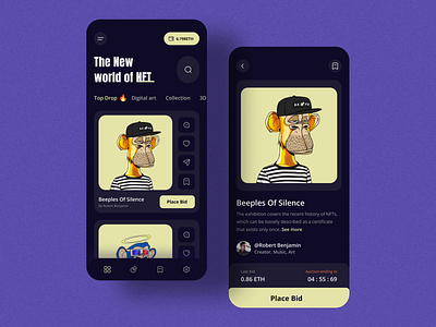 NFT Marketplace App app app design app ui app ui design dark ui design nft nft app nft app design trend uihut visual visual design