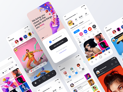 Instagram App Redesign - Part 2 2020 app application concept concept design design figma icons instagram instagram post instagram stories interface mobile mobile ui redesign ui ux