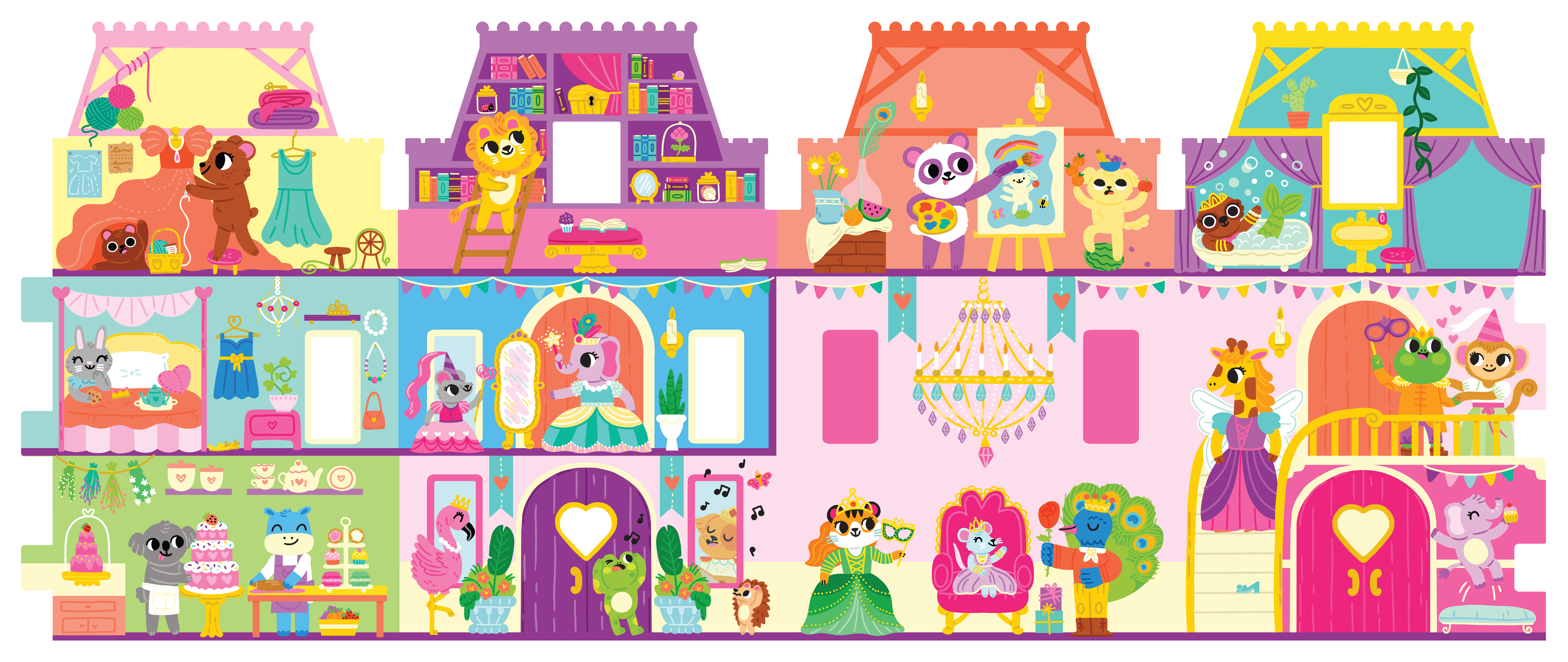 Pop-Up Playhouse Palace board book castle characters childrens book cute drawing illustration kids book palace