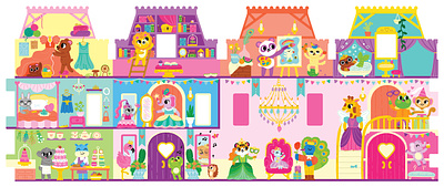 Pop-Up Playhouse Palace board book castle characters childrens book cute drawing illustration kids book palace