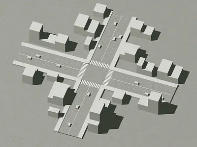 Intersection 3d architecture block blocks buildings c4d cars flow intersection render street traffic urban urban planning walk