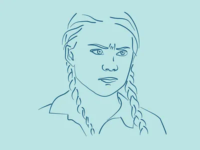 Greta Thunberg Illustration art blue drawing graphic design illustration line drawing minimal portrait portrait illustration vector