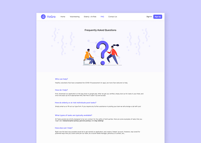 VoGro's FAQ Page branding design flat illustration ui ux ux ui web website