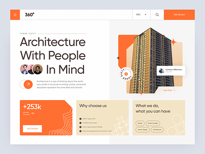 360° - Architecture Landing Page architecture building clean design exploration header real estate ui uidesign user experience userinterface ux