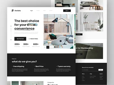 Fenisha - Furniture Website architecture classic clean design furniture furniture design furniture landing page home interior interior design landing page landing page design market marketplace real estate shop ui ux web design website
