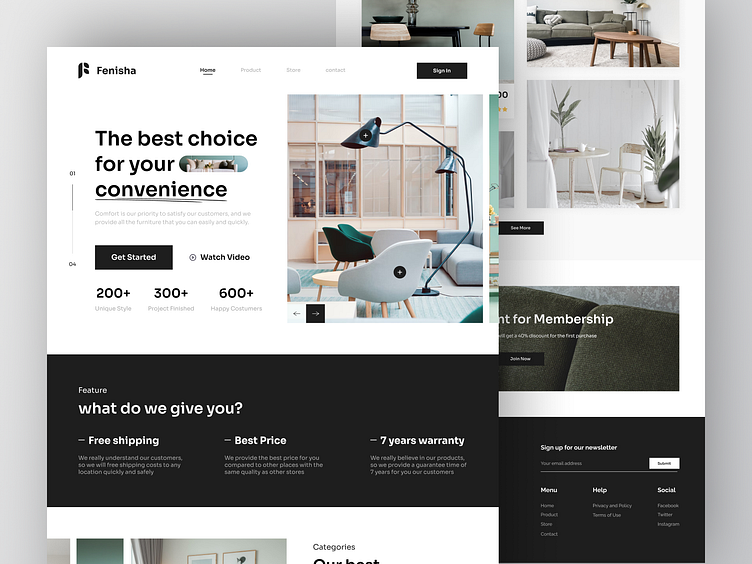 Fenisha - Furniture Website by Lil Dicky for Odama on Dribbble