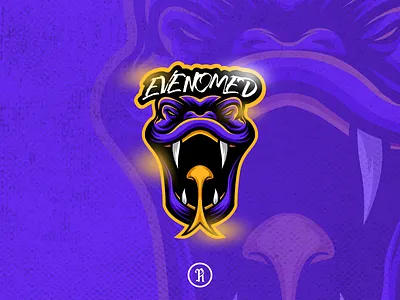 Evenomed snake mascot logo brand branding cartoon character design esport game gaming illustration logo mascot snake sport stream streamer streaming team typography vector venom