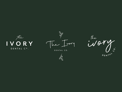 Logo Concepts - The Ivory Dental Co. agency branding business dental dentist design illustration leaf logo nature script