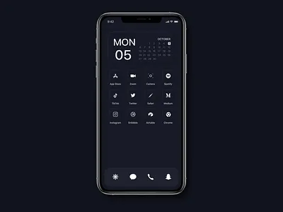 Dark mode iPhone Layout custom dark mode dark ui icon design interface interface icons iphone iphone 11 iphone app layout neumorphic skeumorphic uiux