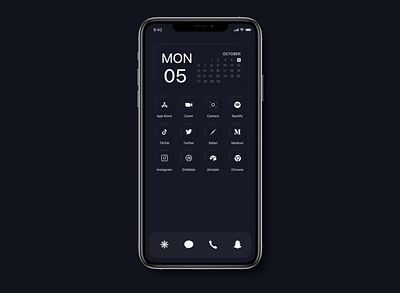 Dark mode iPhone Layout custom dark mode dark ui icon design interface interface icons iphone iphone 11 iphone app layout neumorphic skeumorphic uiux