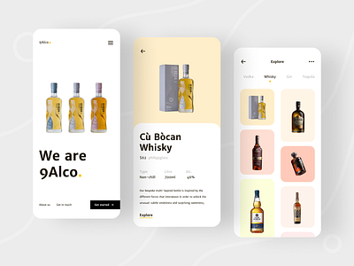 9Alco - Mobile App Concept alcohol beer branding brandy clean creative design dribbble drinks e commerce flat jin minimal rum trendy ui ux vodka whisky wine