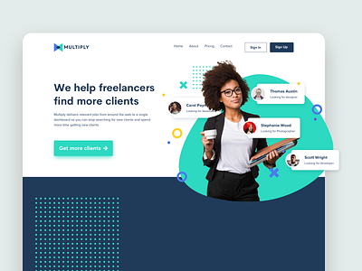 Multiply branding clean design flat illustration landing page modern ui ux web design