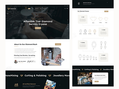 Diamond Manufacturing Website Design diamond diamond manufacturing diamond manufacturing web design figma landing page uiux ux design web design website