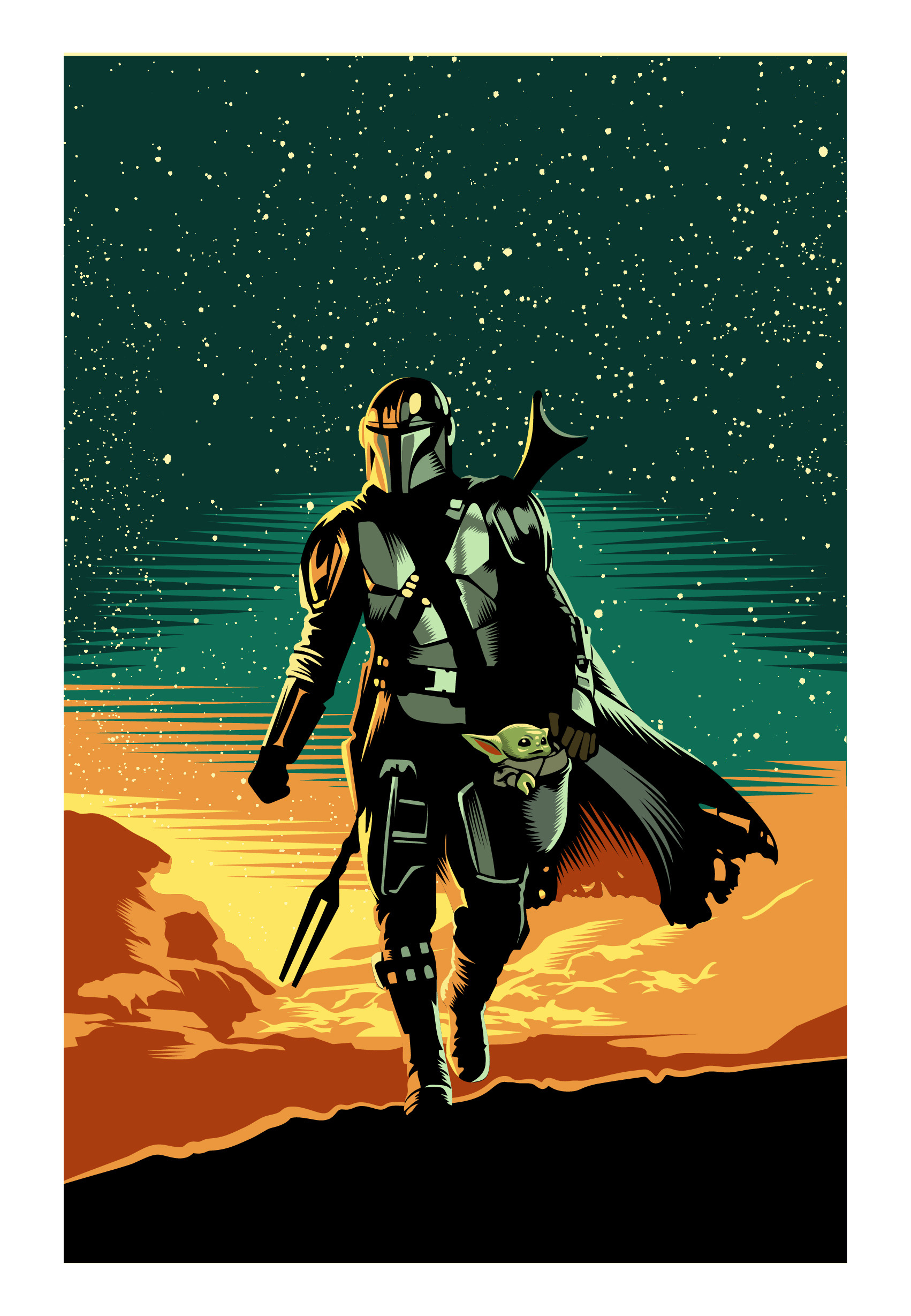 The Mandalorian with Grogu grogu illustration mandalorian vector