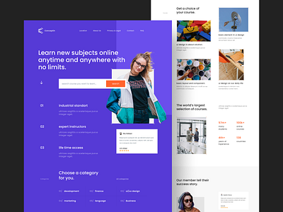 Online Course - Exploration Landing Page design homepage landing page landingpage learning read studying ui ux website