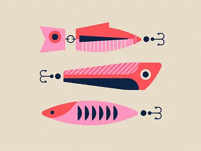 Vectober 01 - Fish fish fish bait fishing fishing lure flat geometric illustration inktober lure retro texture vectober vintage