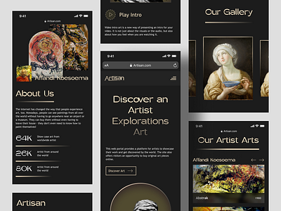 Artisan - Art Gallery Exhibition Landing Page Responsive Version art artist clean design exhibition gallery history landing page old responsive ui web website