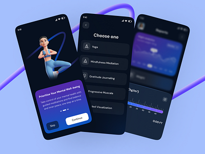 Mental Health & Self-care App UI/UX activity tracker exercise fitness fitness app fitness mobile gym health care illustration ios mental health minimal mobile mobile app sports app training app ui wight tracker workout app yoga app