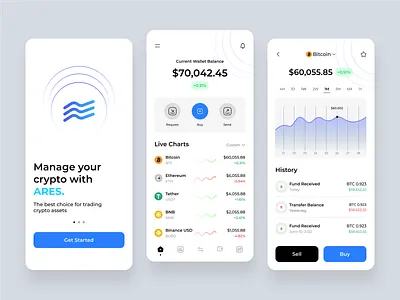 ARES. Crypto App app graphic design illustration typography ui ux vector
