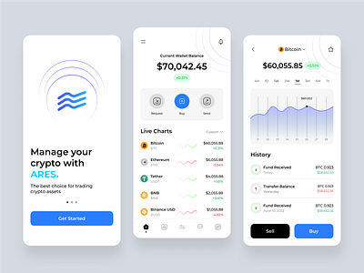 ARES. Crypto App app graphic design illustration typography ui ux vector