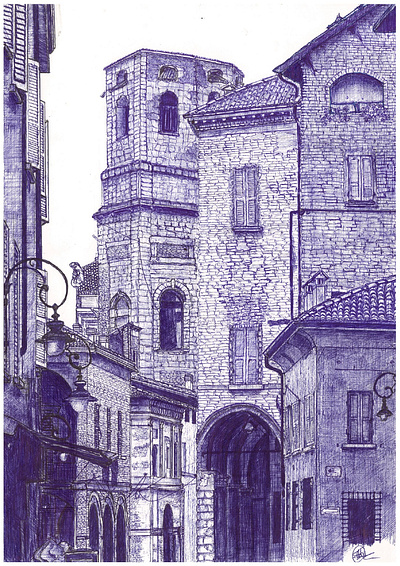 Bologna, Emilia-Romagna, Italy architecture art prints artwork ballpoint pen bedroom drawing hand drawing hand drawn illustration italy livingroom pen art print prints sketching traditional traditional art traditional drawing wall art walldecor