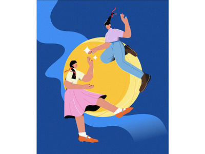 Mid-Autumn Festival character flat girls graphic illustration illustrator life mid autumn moon vector