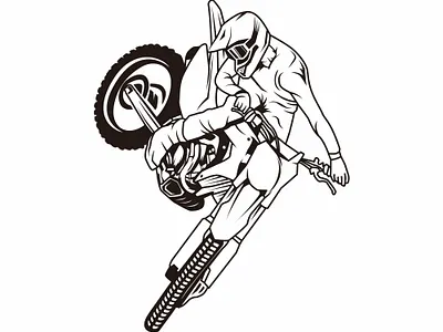 Motocross freestyle illustration vector with black line color bike competition cross dirt extreme helmet jump man moto motocross motor motorbike motorcycle race racer rider riding speed sport track