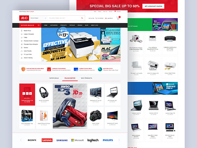 ui for ecommerce jdid digital ecommerce ecommerce design electronic gadget homepage indonesia jdid landingpage pitching platform red sale search startup submission ui ux website website design