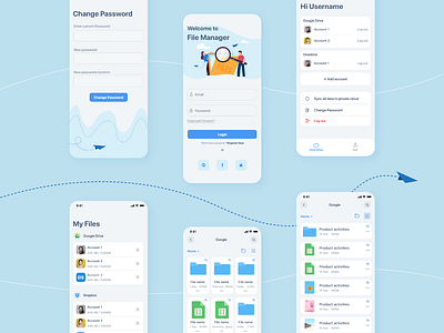 File Managment Concept UI app design flat illustration ui vector