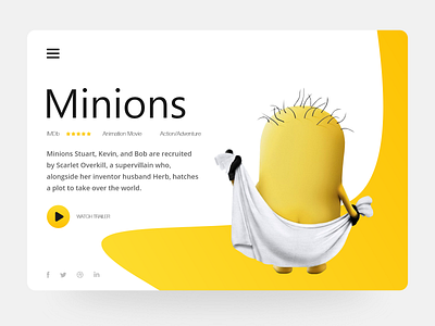 Movie Landing Page animated movie design landing page design minions movie design movie landing page trailer typography ui ui ux design uidesign ux watch movie website design website designer