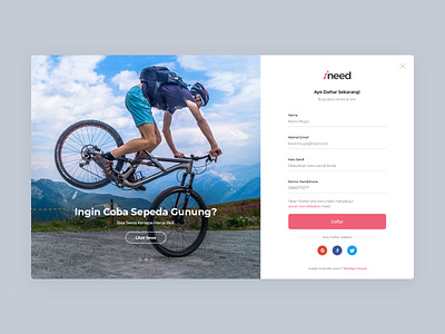 ui register page for ineed google register register page rental rental platform signup signup page signup via facebook twitter ui ux website