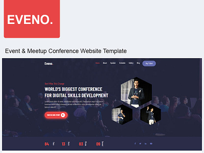 Eveno - Event & Meetup Conference Website Template best conference conference template creative design digital conference envato envatomarket event event show event template event theme events schedule seminar speaker themeforest ticket selling webdesign website design