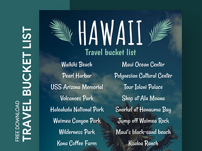 Hawaii Travel Bucket List Free Google Docs Template bucket bucketlist check checklist doc docs document google hawaii journey list printing template templates tourism travel trip voyage wish wishlist