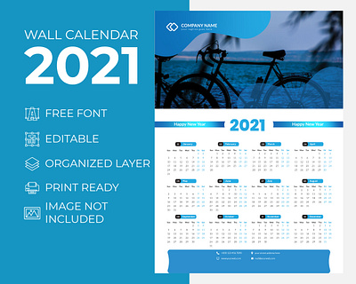 Wall Calendar 2021 Ocean Blue for Corporate Business Agency calendar 2021 creative calender design 2021 creative wall calendar 2021 desk calendar 2021 extra large wall calendar 2021