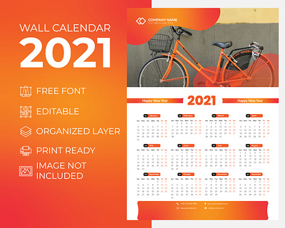 Wall Calendar 2021 Sweet Orange for Corporate Business Agency calendar 2021 creative calender design 2021 creative wall calendar 2021 desk calendar 2021 extra large wall calendar 2021