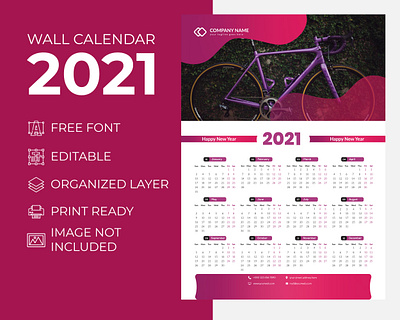 Wall Calendar 2021 Awesome Purple for Corporate Business Agency calendar 2021 creative calender design 2021 creative wall calendar 2021 desk calendar 2021 extra large wall calendar 2021