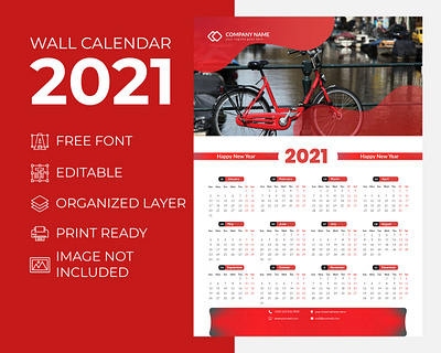 Wall Calendar 2021 Beauty Red for Corporate Business Agency calendar 2021 creative calender design 2021 creative wall calendar 2021 desk calendar 2021 extra large wall calendar 2021