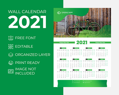 Wall Calendar 2021 Nature Green for Corporate Business Agency calendar 2021 creative calender design 2021 creative wall calendar 2021 desk calendar 2021 extra large wall calendar 2021