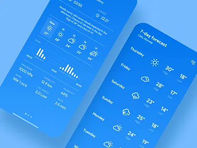 Weather App Concept - Detailed view and 7-day forecast app brand clean concept graphic design interface minimal ui uiux ux