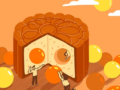 Mid autumn festival autumn egg yolk illustration lantern festival moon mooncake mooncake festival