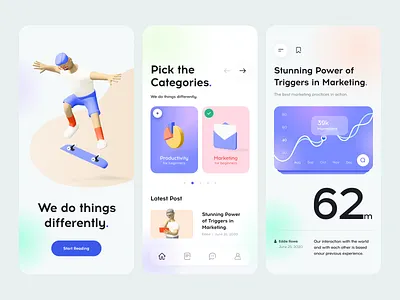 App Design - Rebound 3d illustration app design app ui application design figma rebound rebounds ui