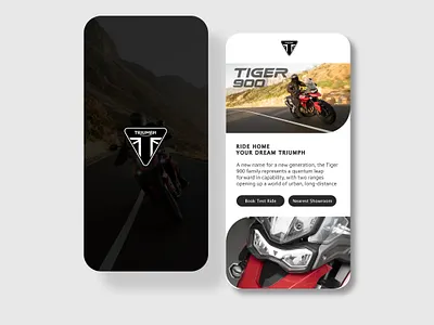Triumph Mobile App UI Design adobephotoshop adobexd appdesign bikeapp branding dailyui motorbike motorcycle motorcycleapp triumph triumph motorcycle ui ux uiux uiux design uiuxdesign uiuxdesigner userinterfacedesign
