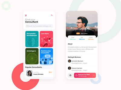 Online Consultant App app app design application booking design flat icon listing minimal ui