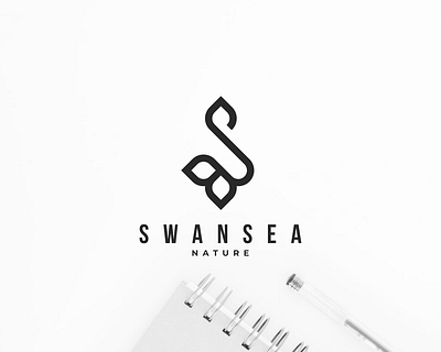 Swansea Nature branding character design icon illustration leaf logo nature simple swan swansea symbol vector