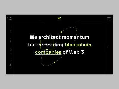 Concept for the m6 crypto venture capital fund binance bitcoin blockchain coin crypto art crypto currency crypto website ethereum fintech nft ui uiux ux wallet web app design web platform web3 webdesign website