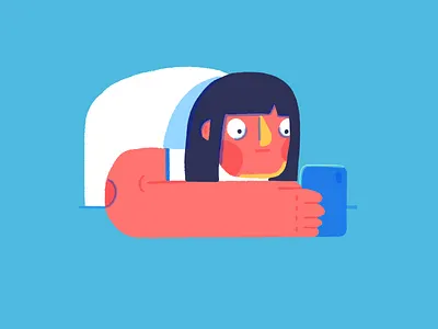 Addiction to phone character flat illustration phone phone addiction woman