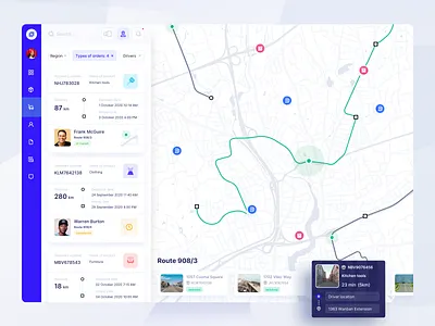 Shipping Service cargo dashboard delivery desktop filters location location tracker logistics map navigation orders product route service shipping tracking transport ui web web design